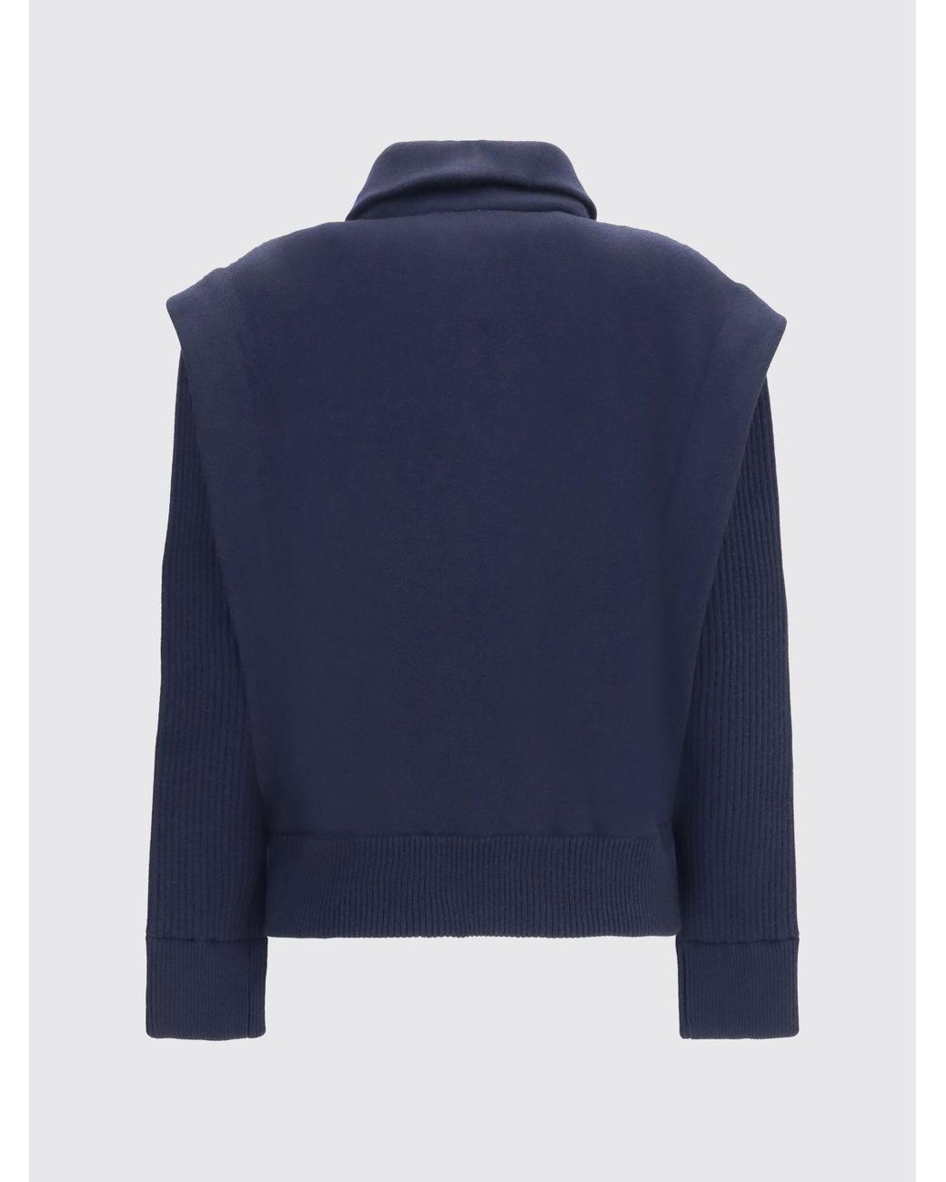 Giorgio Armani Blue Knitted Wool Bomber Jacket With Zip Closure And Ribbed Trims