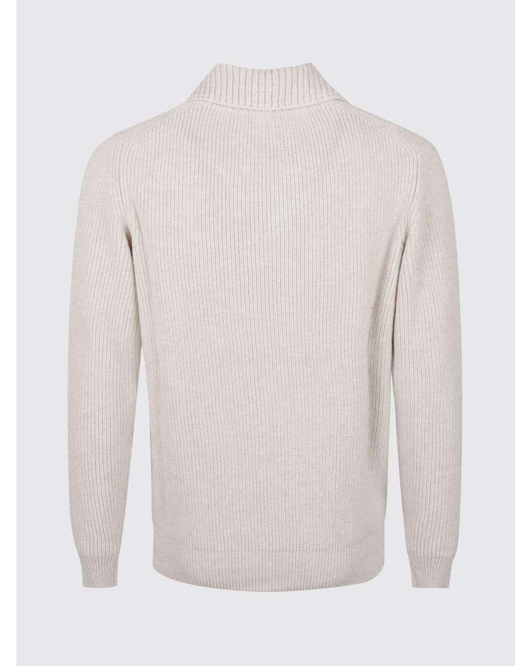 Ballantyne Natural Slim Fit Long-Sleeved Wool Polo Shirt for men