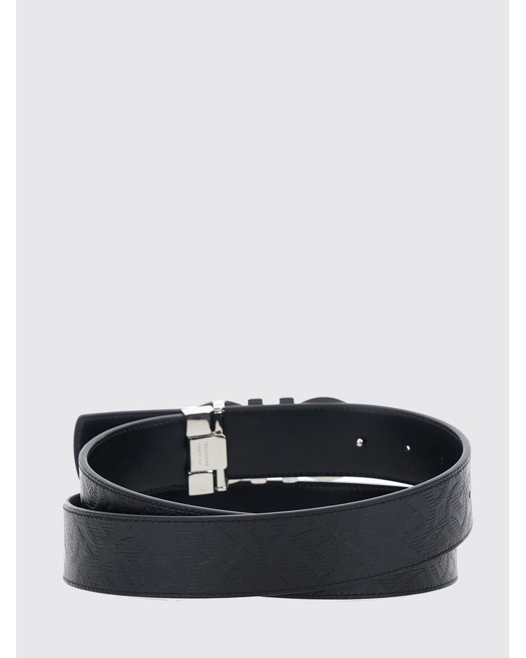 Ferragamo Black Reversible Gancini Leather Belt With Interlocking Buckle for men
