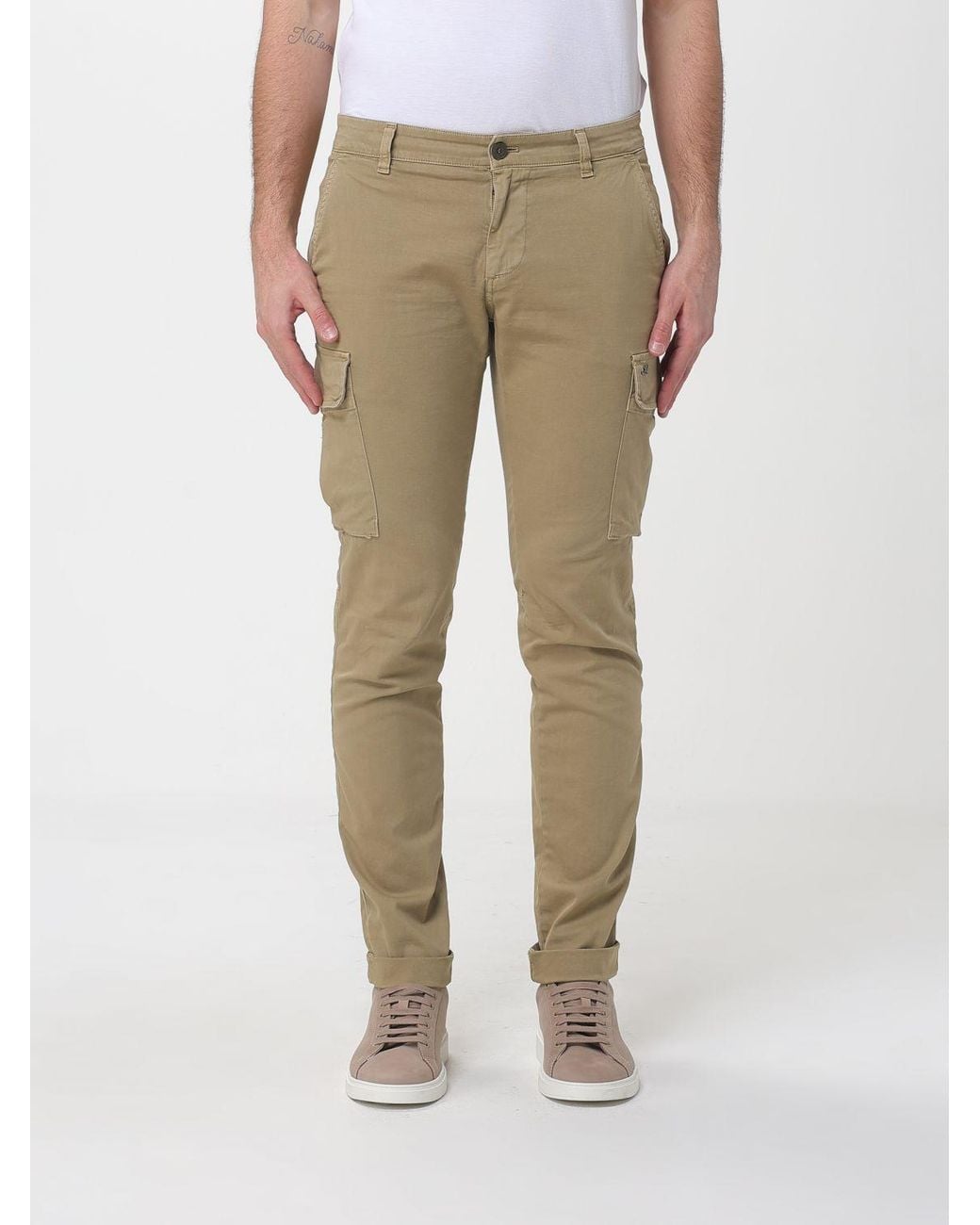 Mason's Natural Stretch Cotton Cargo Trousers for men