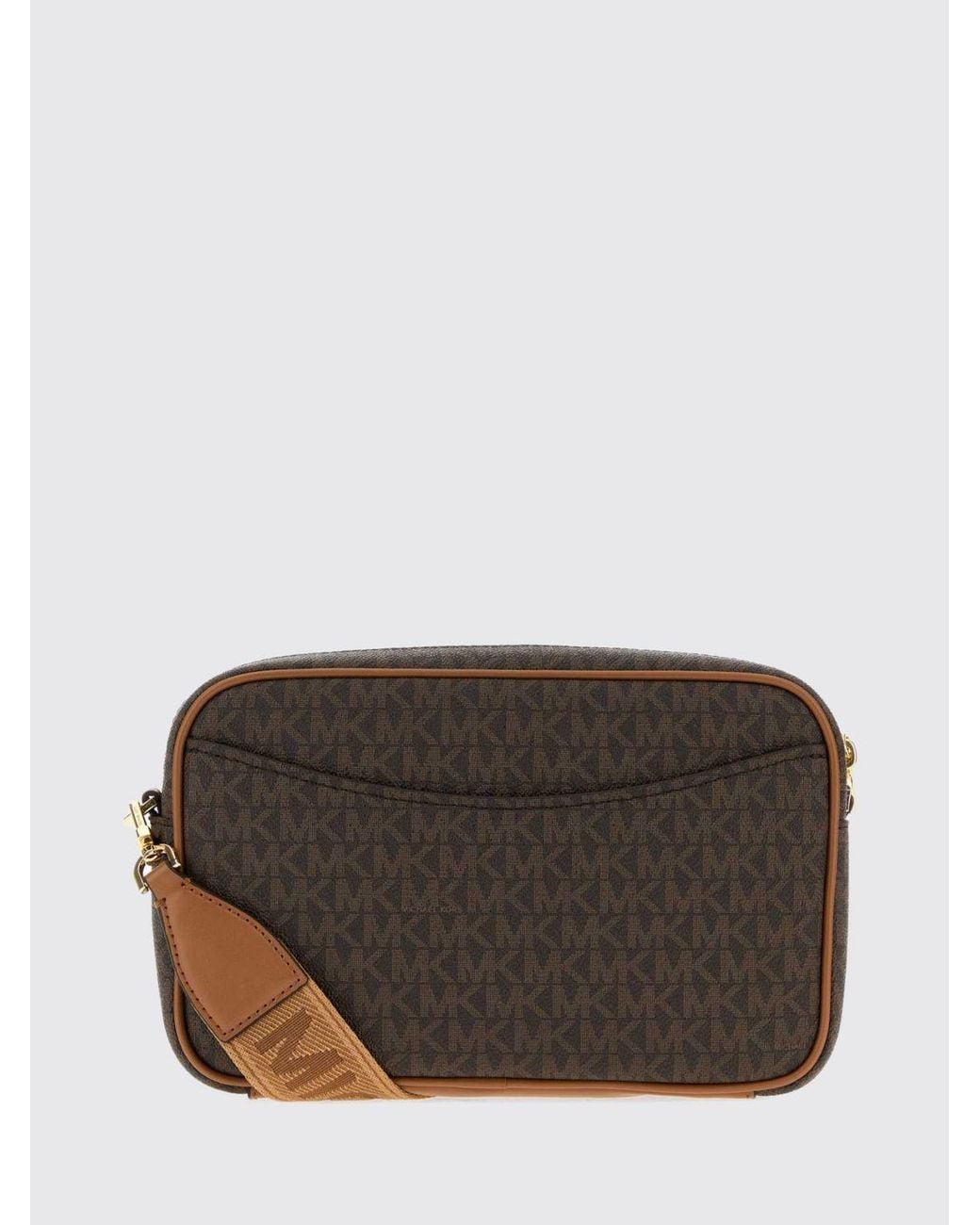 Michael Kors Brown Bev Monogram Coated Canvas Crossbody Bag