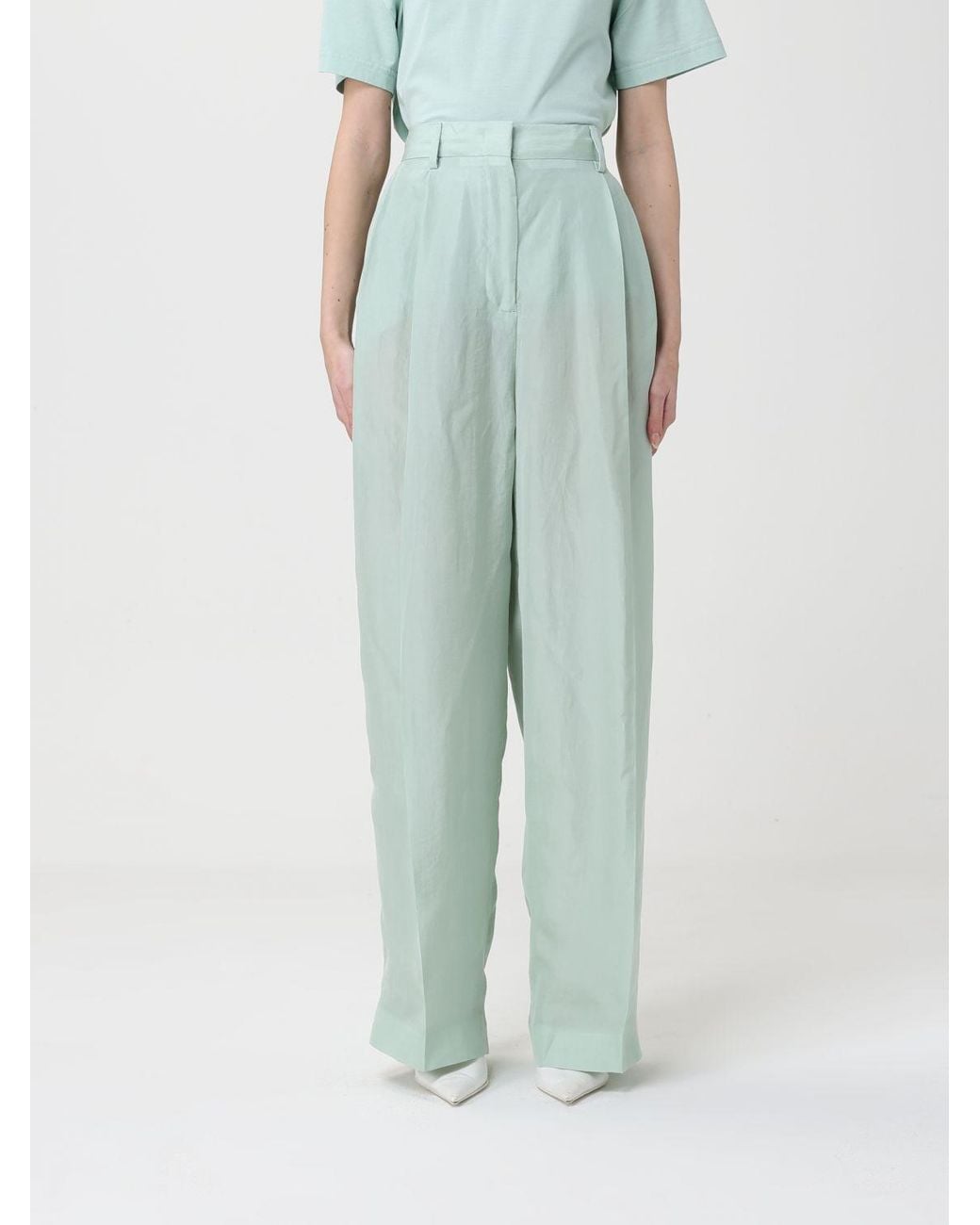 Fabiana Filippi Green Lyocell Palazzo Trousers