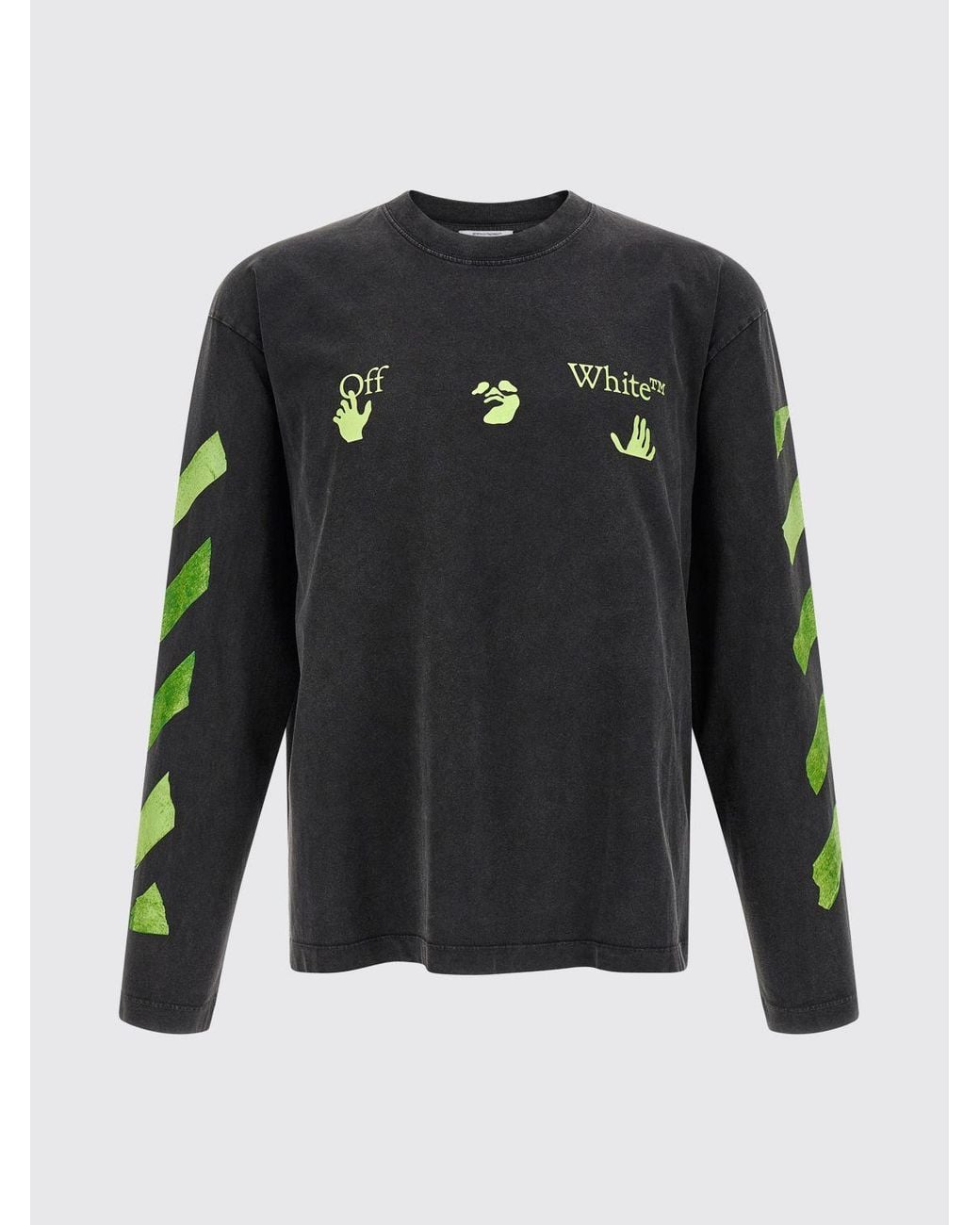 Off-White c/o Virgil Abloh Gray Long-Sleeved Cotton T-Shirt With Arrow Graphic Print for men