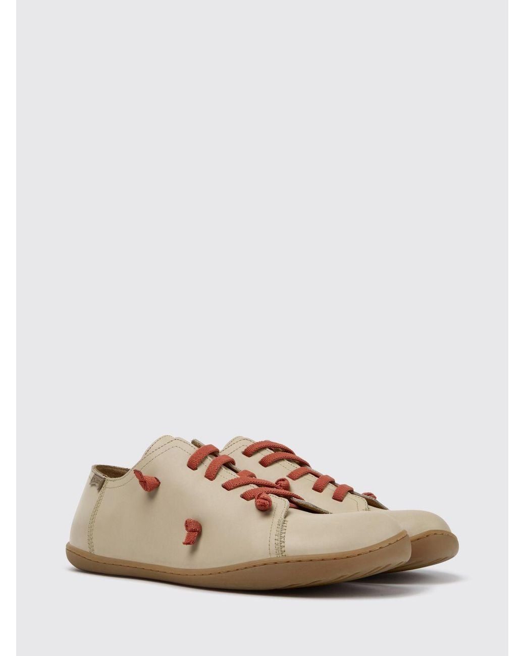 Camper Natural Twins Leather Slip-On Trainers With Embroidery And Elastic Laces for men