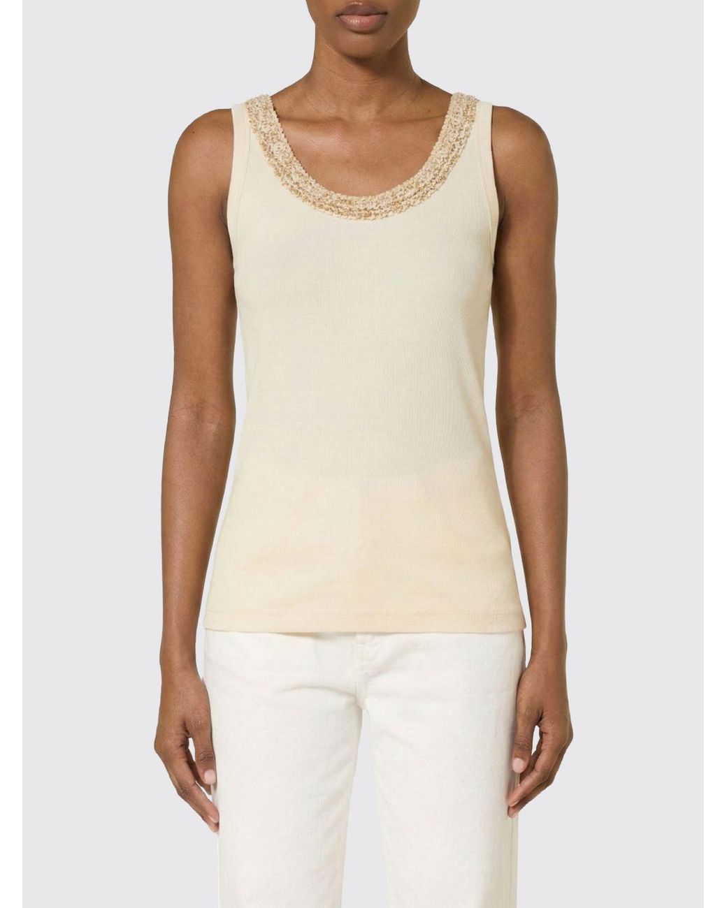 Fabiana Filippi White Cotton Top With Beads