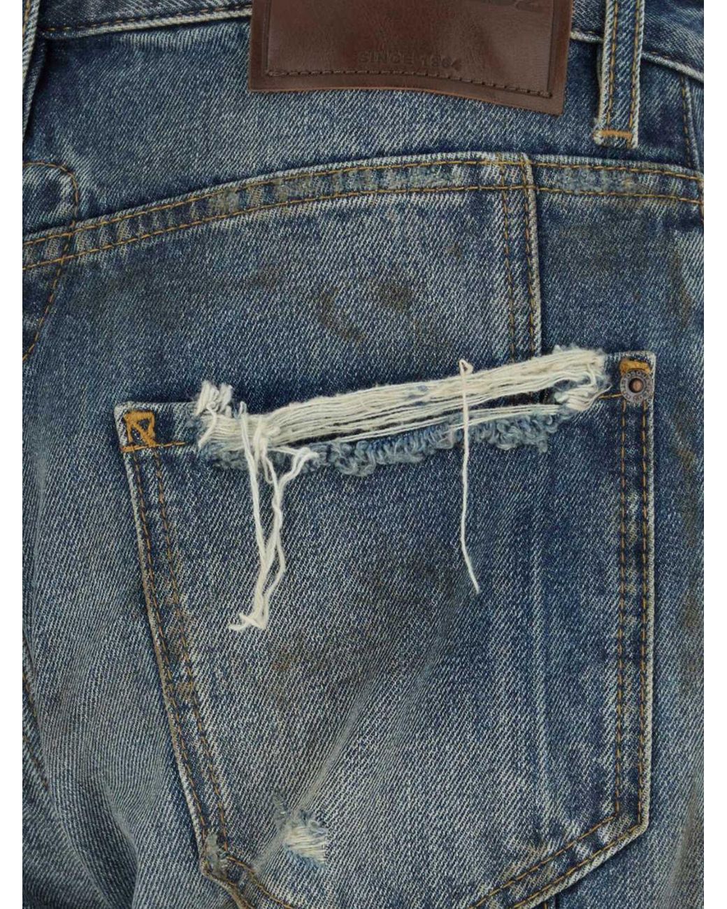 DSquared² Blue Distressed Denim Skinny Jeans With Button Closure for men