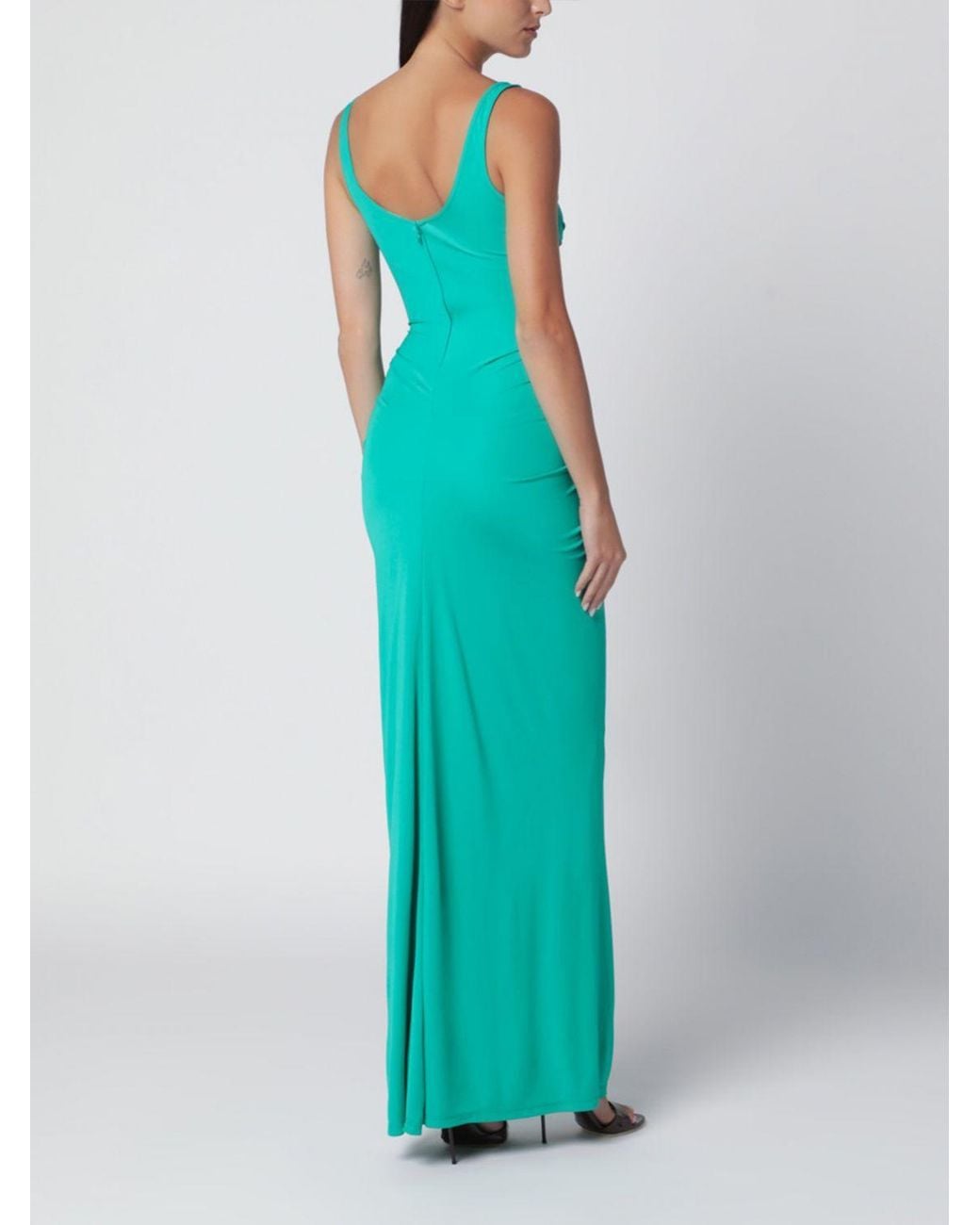 Christopher Esber Blue Asymmetrical Draped Long Jersey Evening Gown