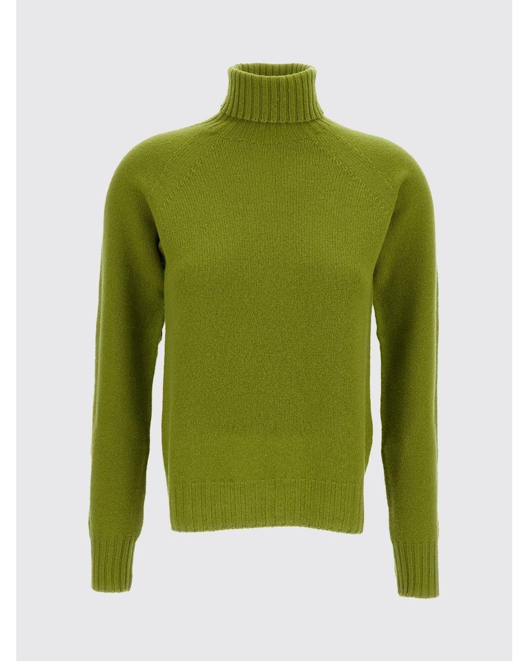 Drumohr Green Lambswool Turtleneck Jumper With Dropped Shoulders