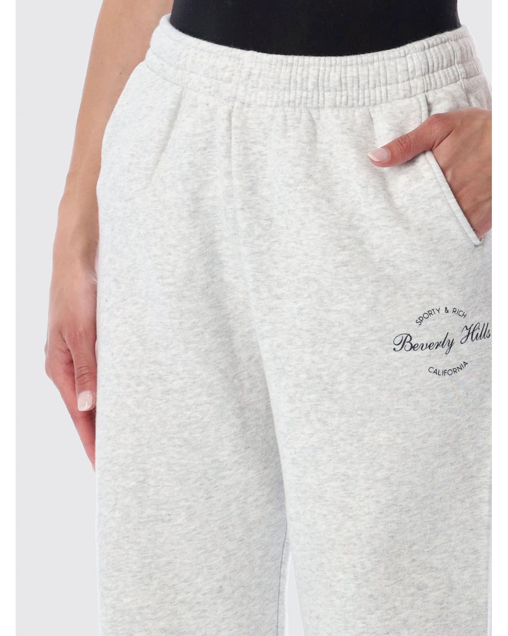 Sporty & Rich White Sporty &Amp Rich High-Waisted Slim-Fit Cotton Jogging Trousers With Logo