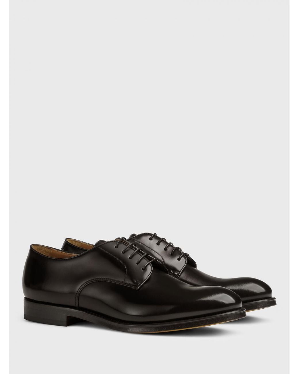 Doucal's Black Brushed Leather Oxford Shoes for men