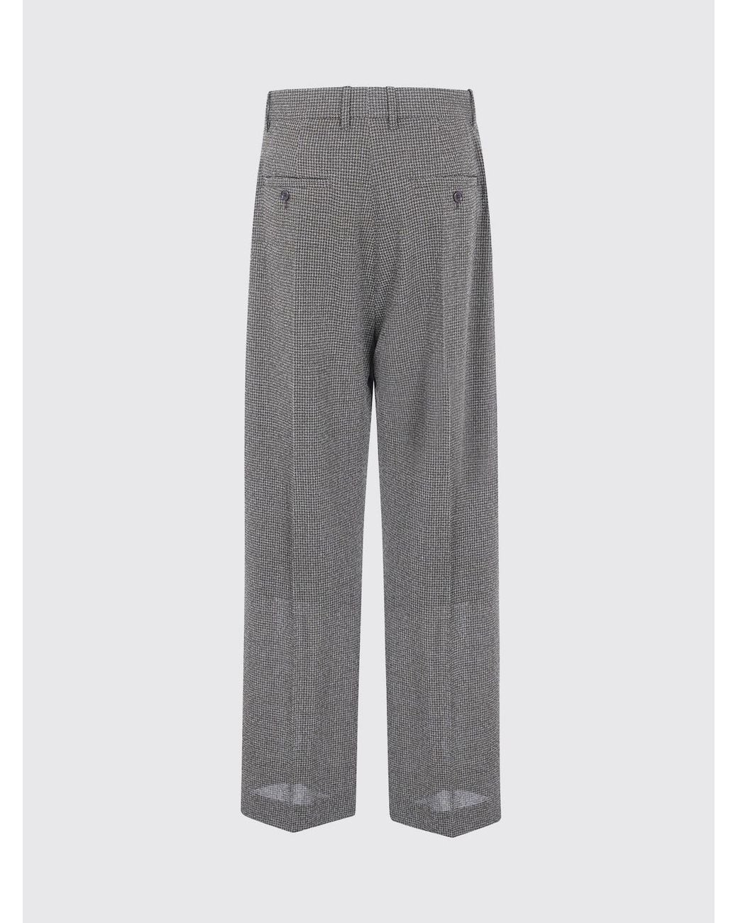 Phoebe Philo Gray Check Wool Straight-Leg Trousers With Mid-Rise Waist