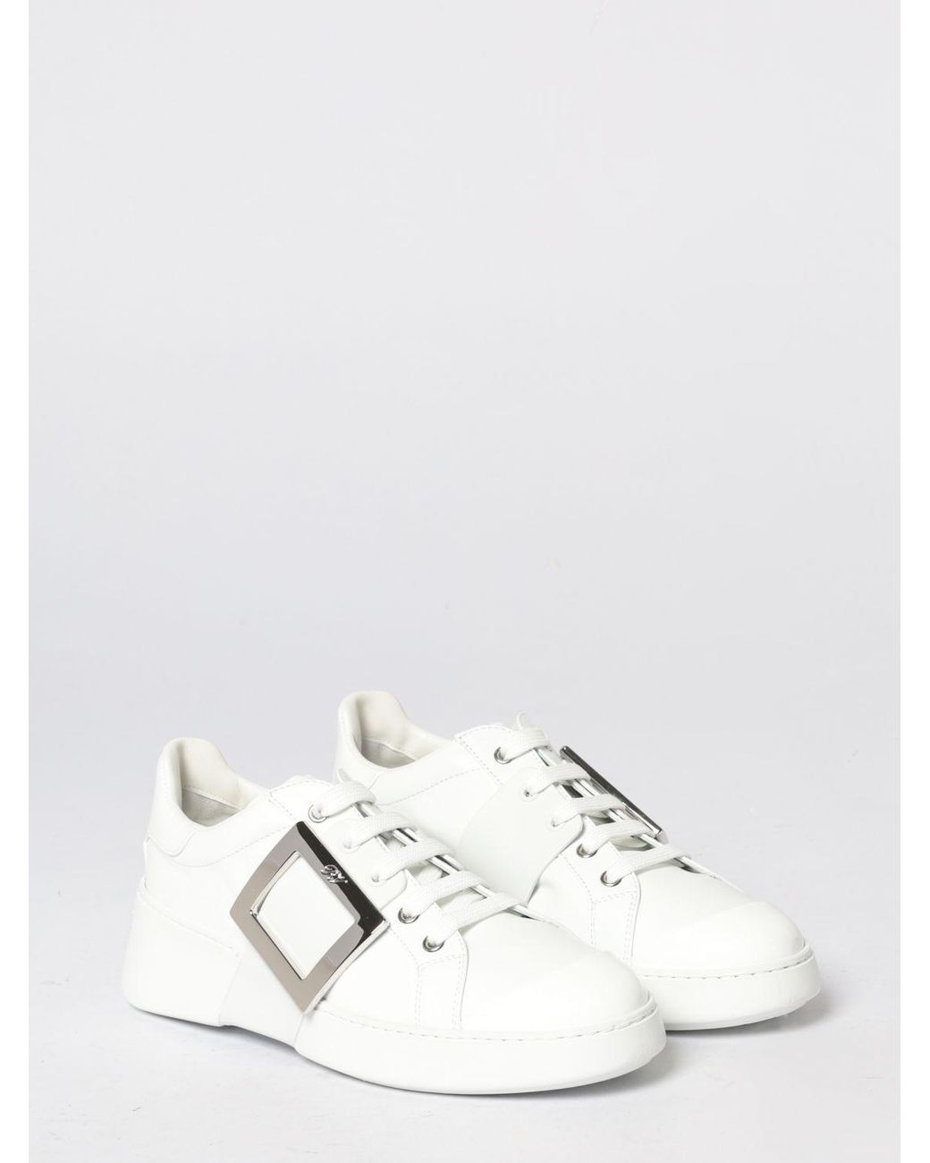 Roger Vivier White Viv' Skate Leather Sneakers