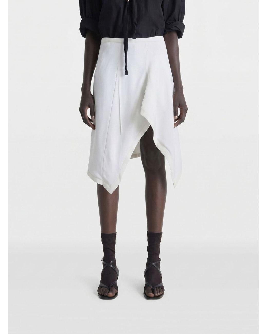 Lemaire White Asymmetric Viscose Skirt