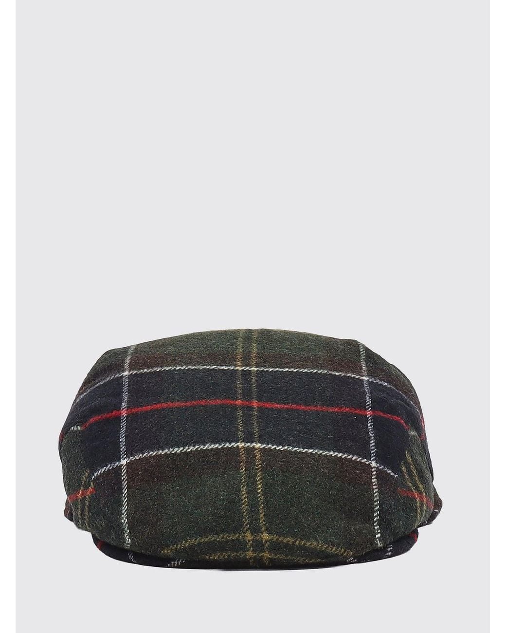 Barbour Black Wool-Blend Tartan Pattern Flat Cap With Structured Visor for men