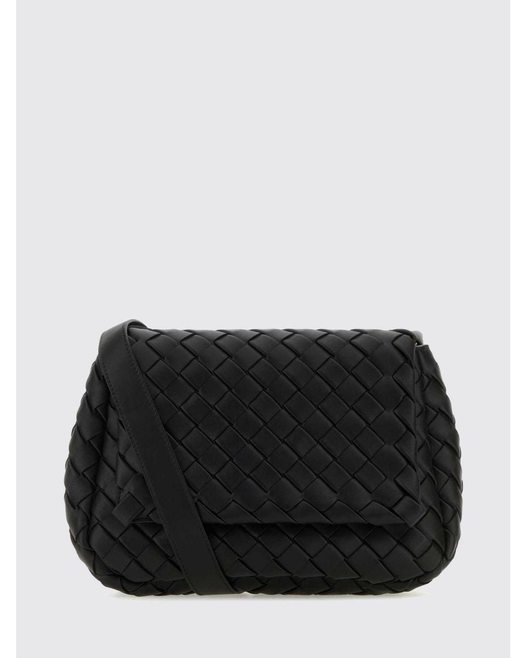 Bottega Veneta Black Intrecciato Woven Calfskin Leather Crossbody Bag for men