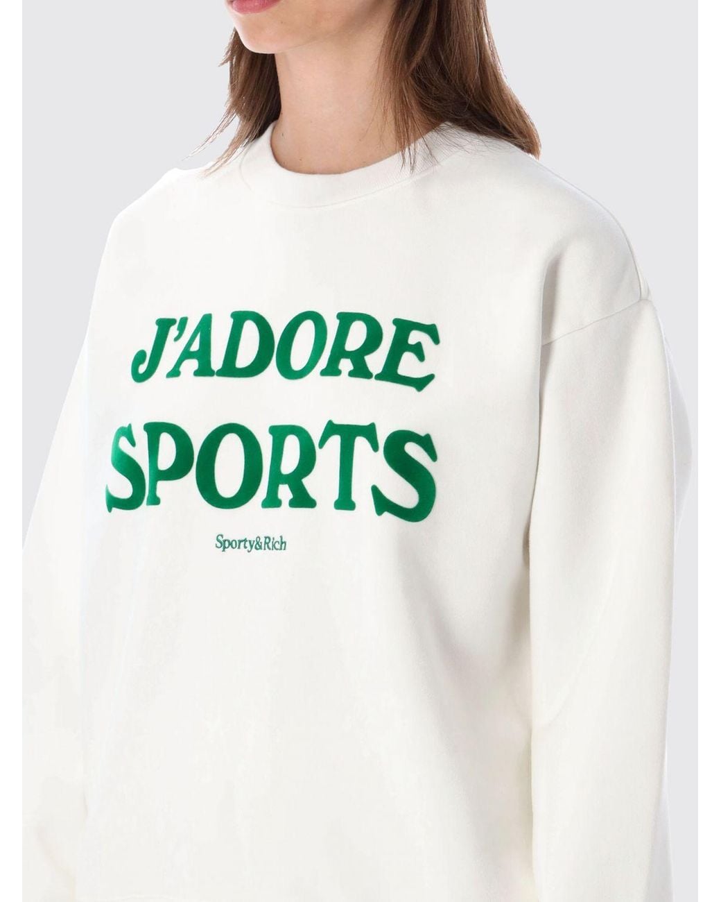 Sporty & Rich Gray Sporty &Amp Rich Contrast Logo Cotton Crewneck Sweatshirt