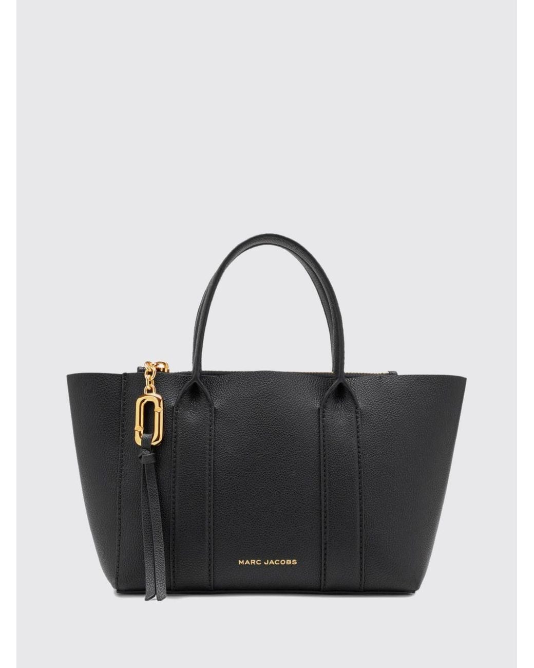 Marc Jacobs Black The Pop J Marc Work Tote Mini Grained Leather Bag With Shoulder Strap