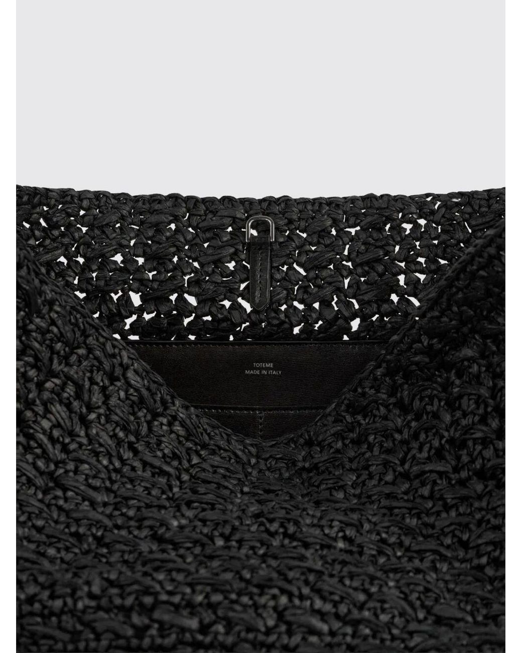 Totême Black Crochet Raffia Bag