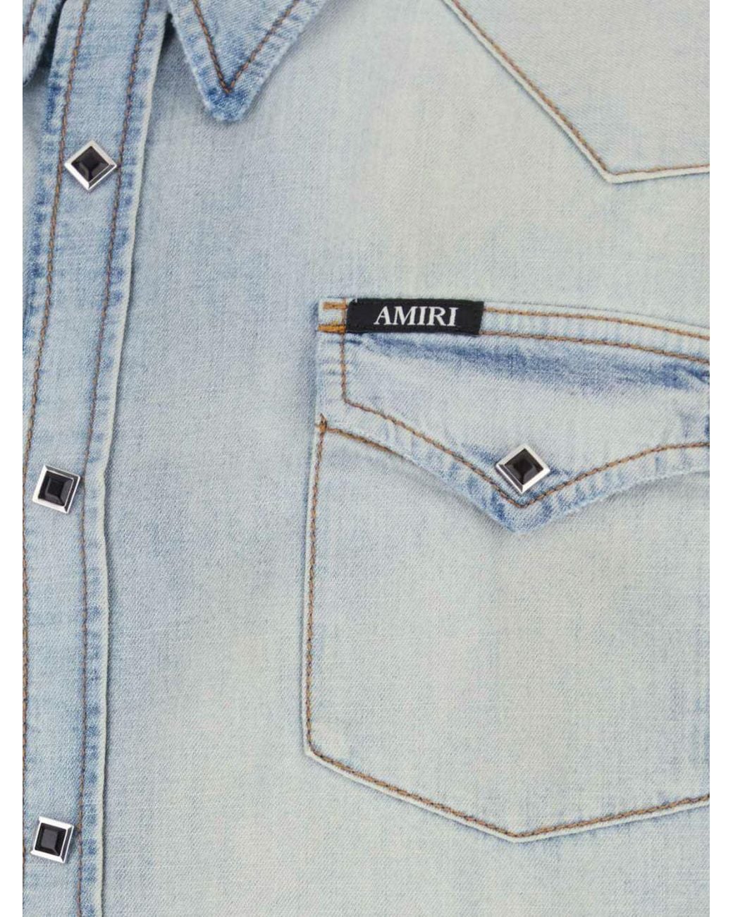 Amiri Gray Cotton Shirt With Patch Pockets And Button Closure for men