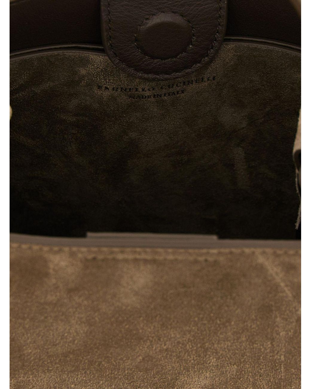 Brunello Cucinelli Natural Small Suede Handbag With Monili Embellishment