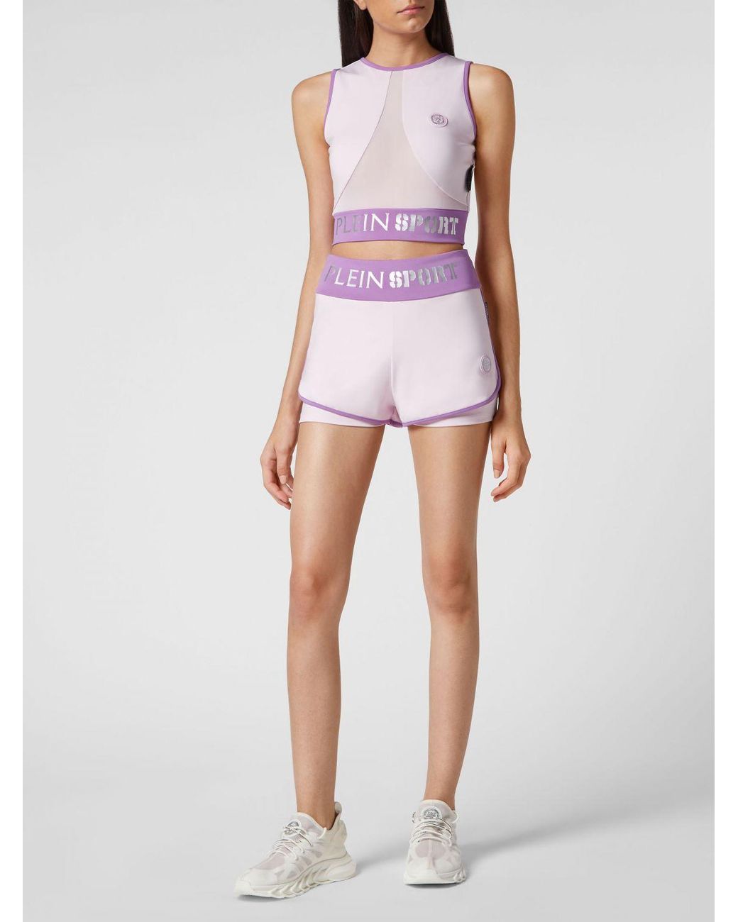 Philipp Plein White High-Waisted Sports Shorts With Logo Elastic Band