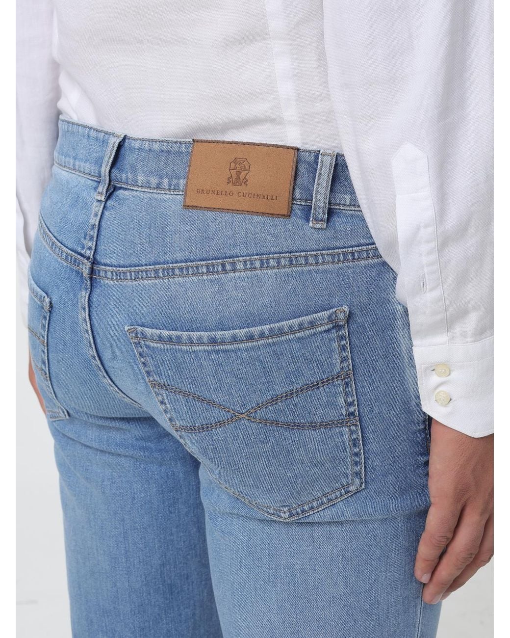 Brunello Cucinelli Blue Mid-Rise Straight Fit Jeans for men