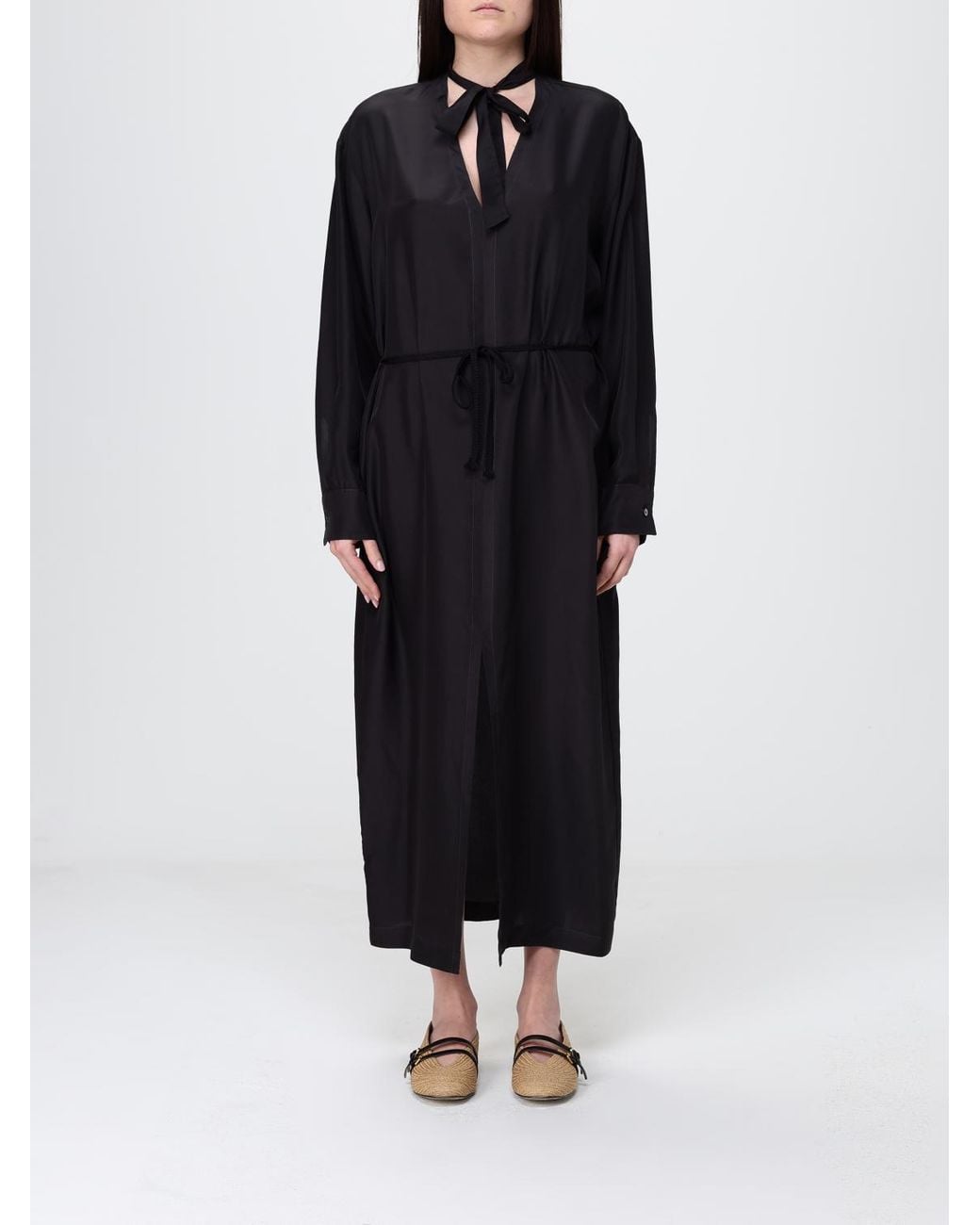 Barena Black Silk Midi Dress