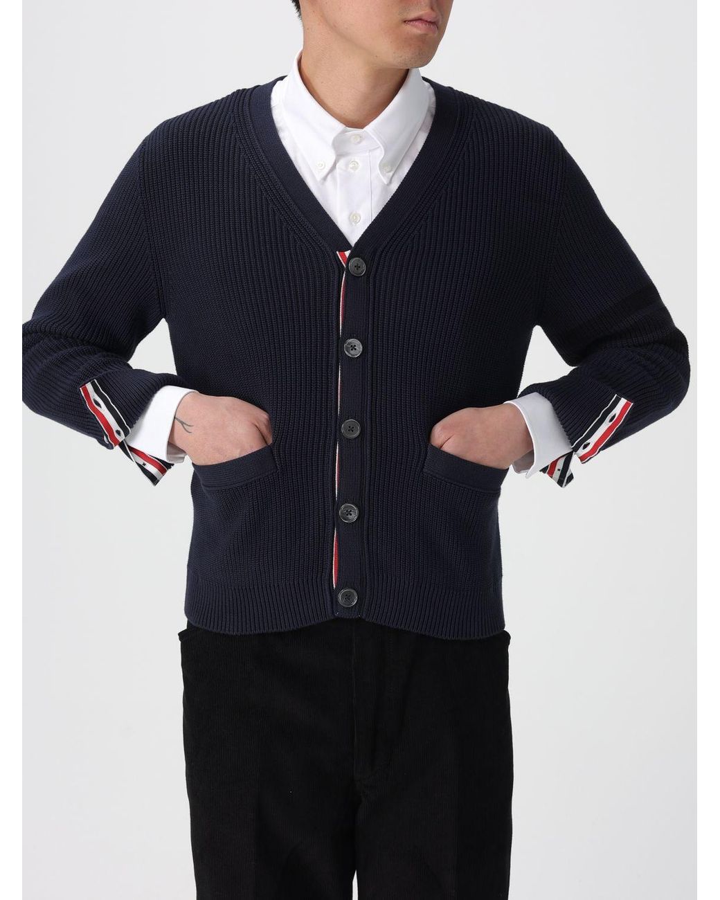Thom Browne Blue Cotton Cardigan for men