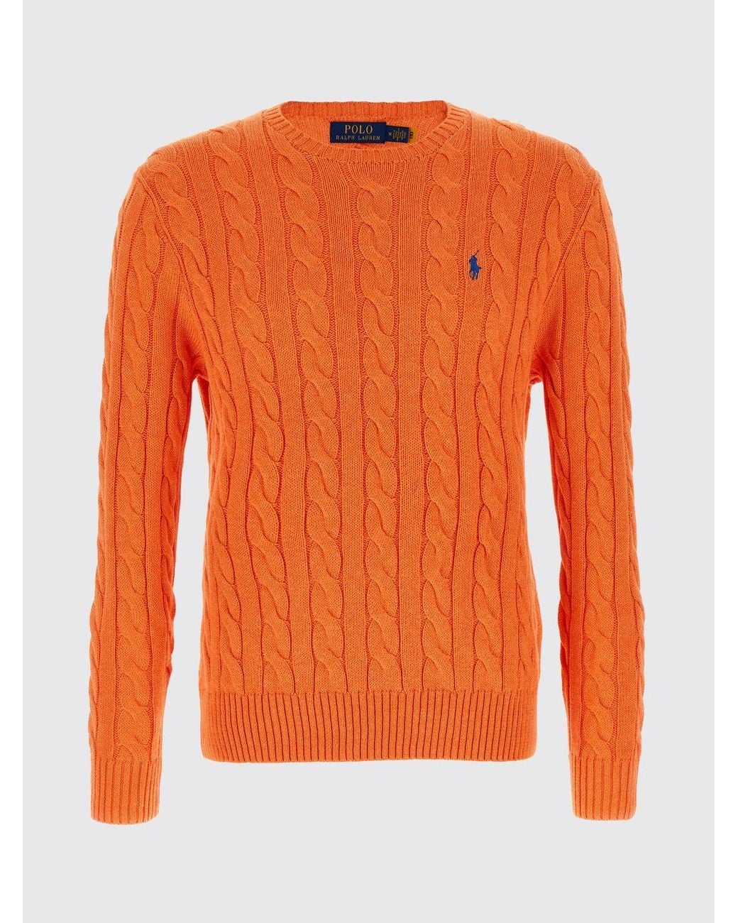 Polo Ralph Lauren Orange Cable-Knit Embroidered Sweater for men