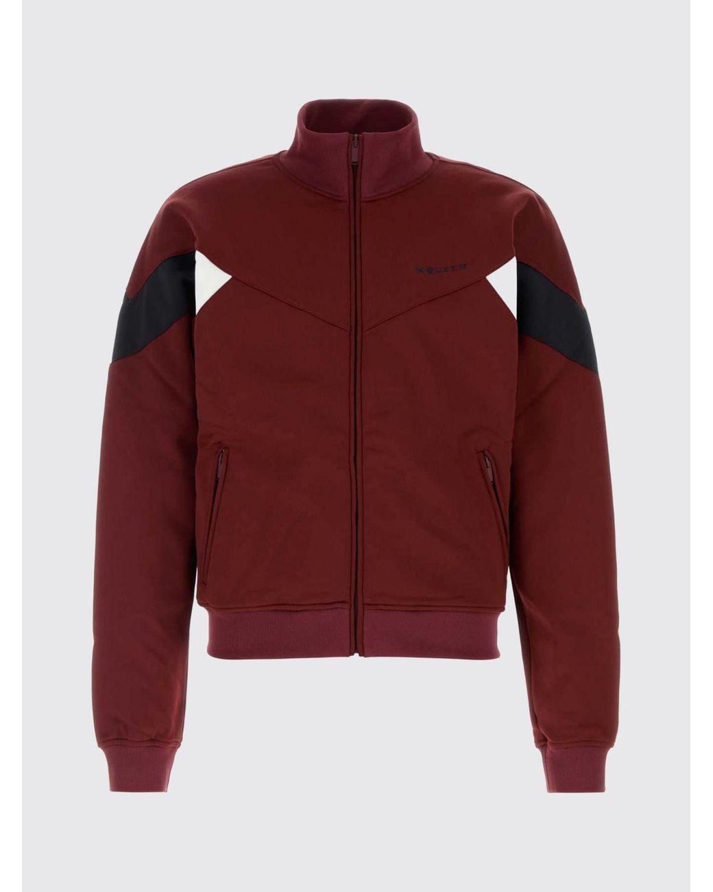 McQueen Red Zipped Turtleneck Sweatshirt With Contrast Logo for men
