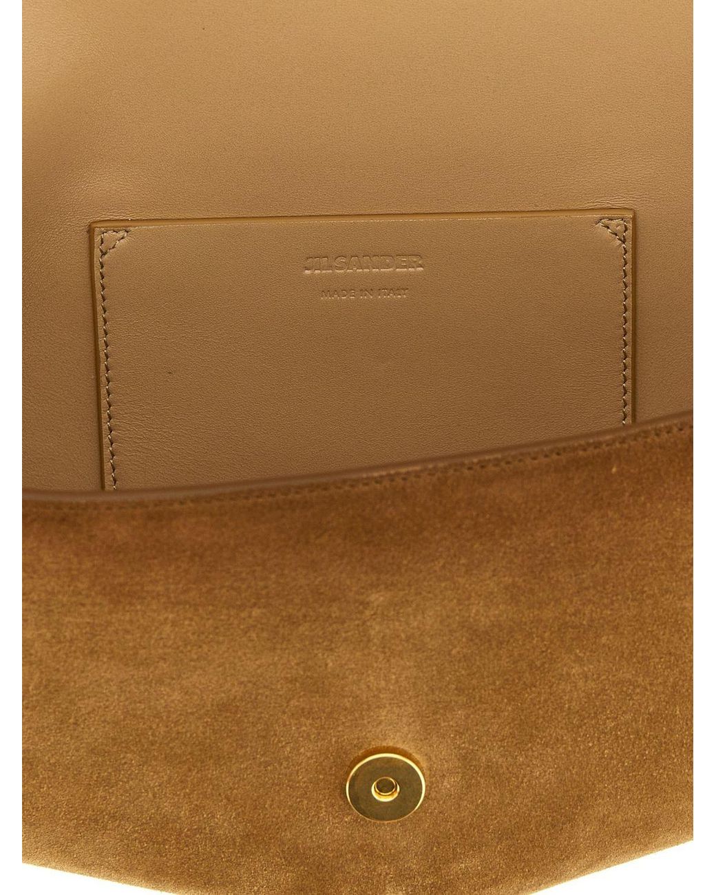 Jil Sander White Suede Calfskin Shoulder Bag With A Flared Rectangular Shape
