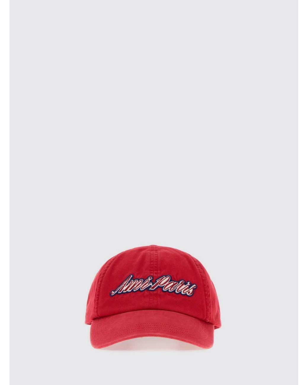 AMI Red Cotton Baseball Cap With Contrast Logo for men