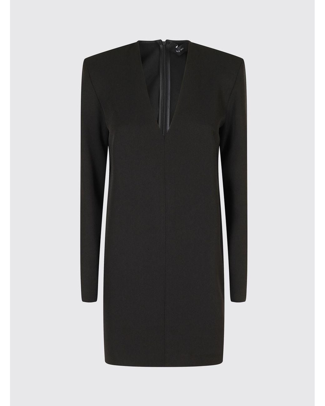 FEDERICA TOSI Black Long-Sleeved V-Neck Cady Sheath Mini Dress