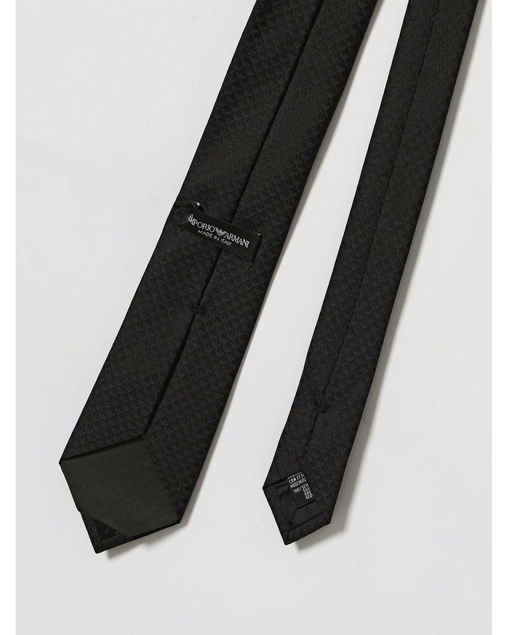 Emporio Armani White Pure Silk Tie With All-Over Logo Pattern for men