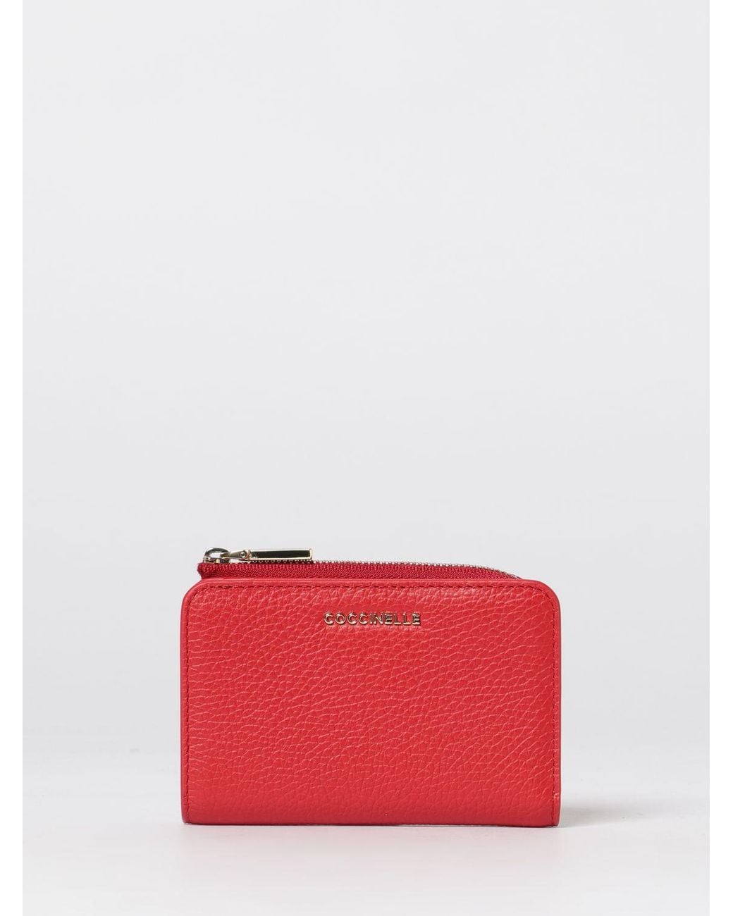 Coccinelle Red Metallic Soft Grained Leather Wallet