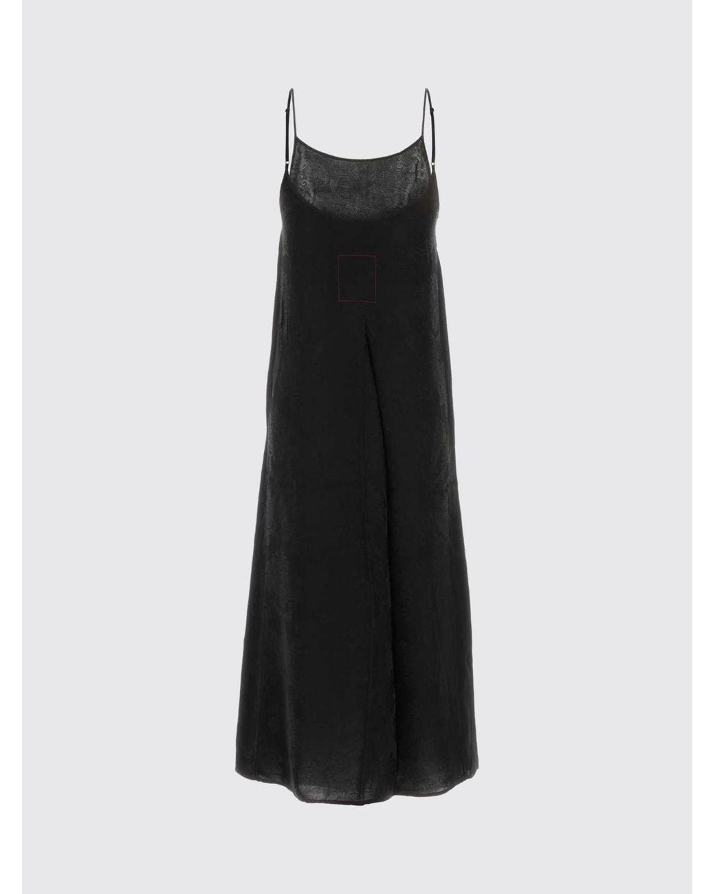 Uma Wang Black Viscose Blend Midi Slip Dress With Thin Straps