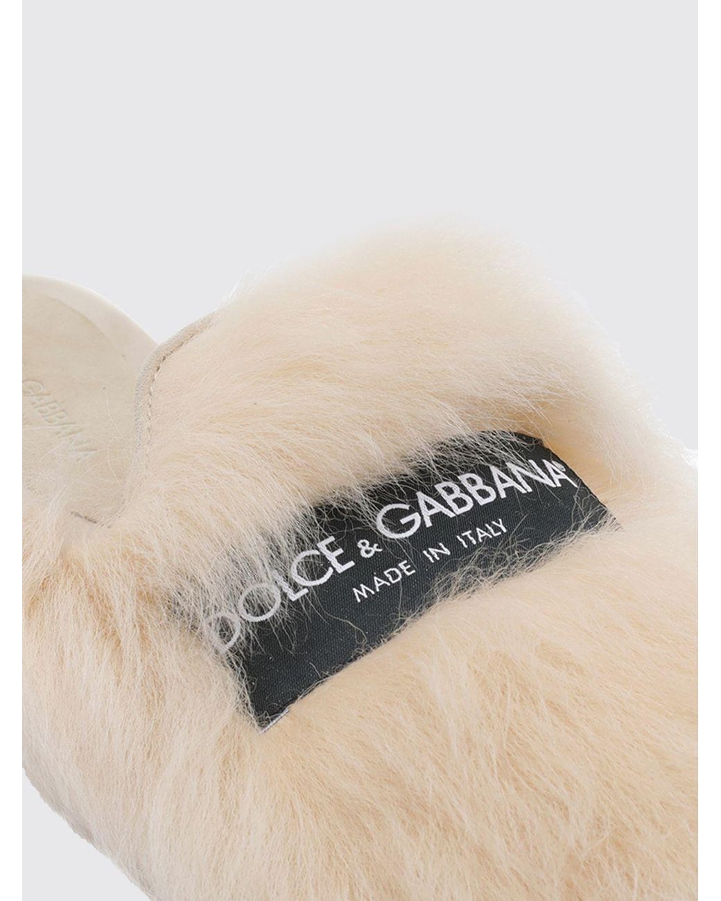 Dolce & Gabbana White Dolce &Amp Gabbana Shearling Slippers