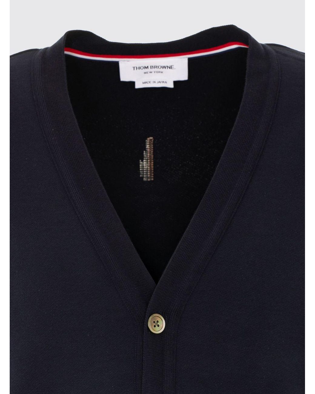Cárdigan De Algodón Con Motivo 4-Bar Y Cuello De Pico Thom Browne de hombre de color Blue