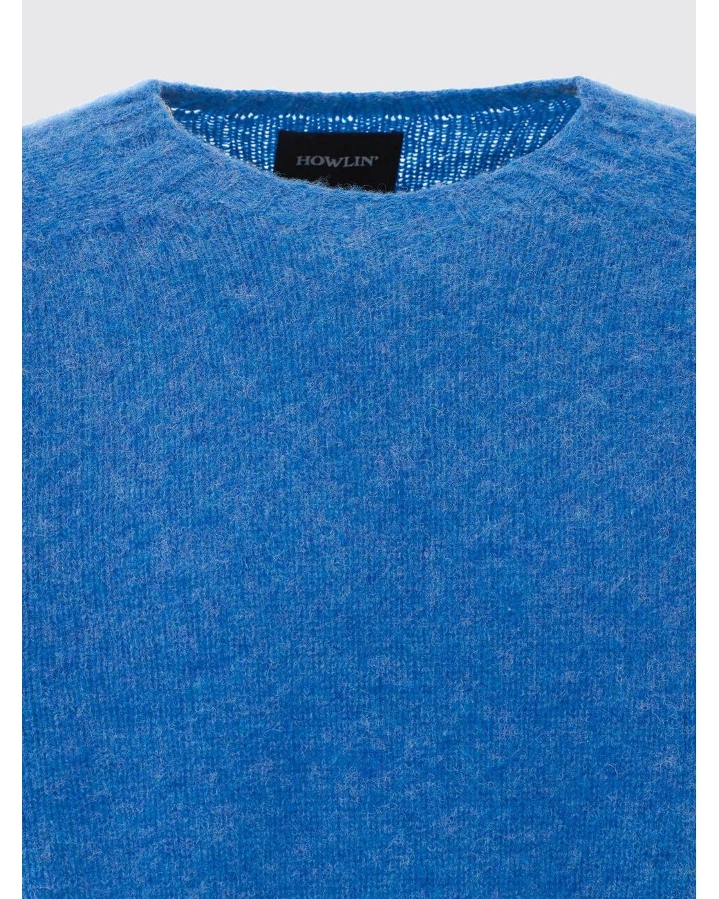 Howlin' By Morrison Blue Crewneck Wool Blend Jumper With Ribbed Trims for men
