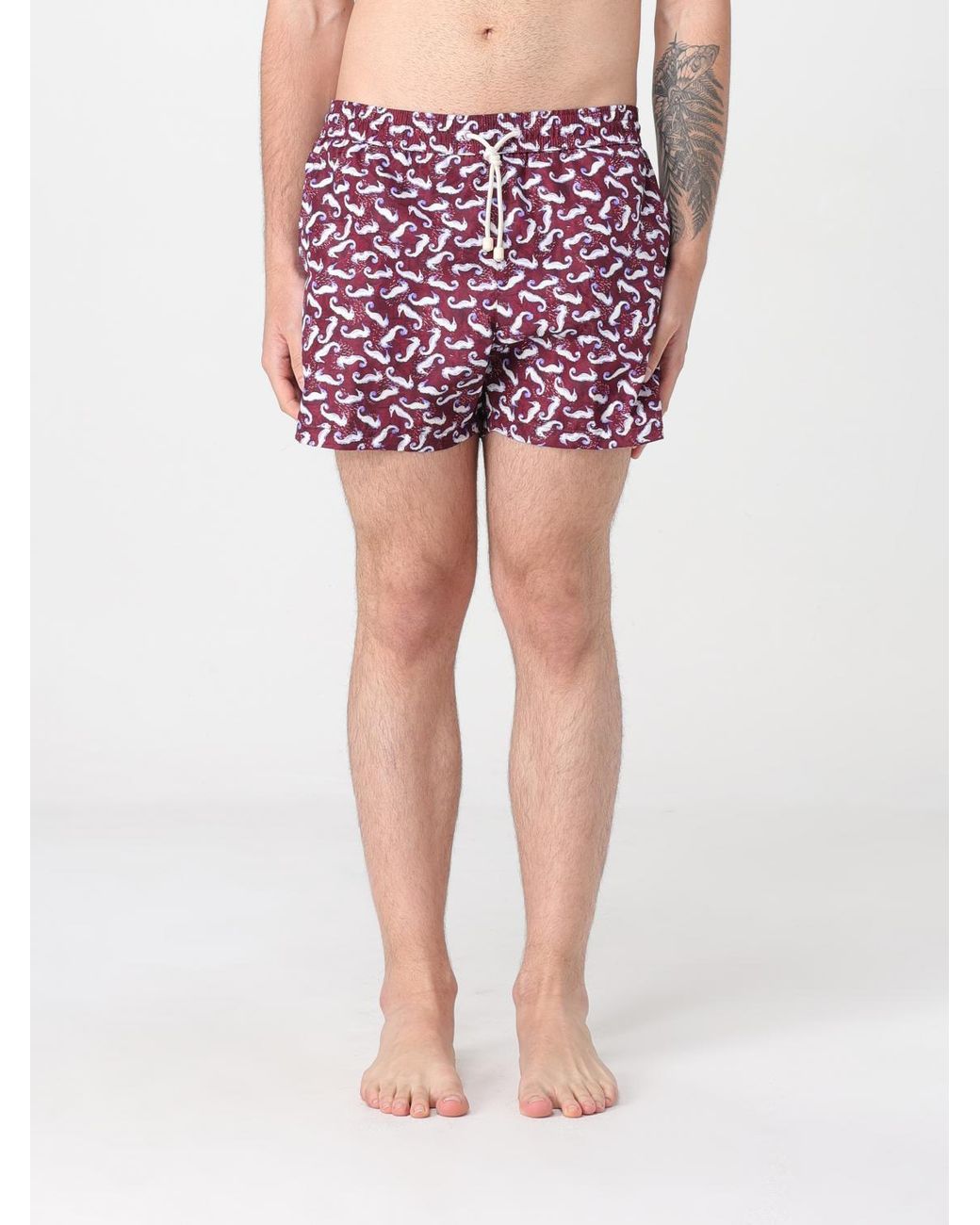 Kampos Red Patterned Nylon Swimsuit for men