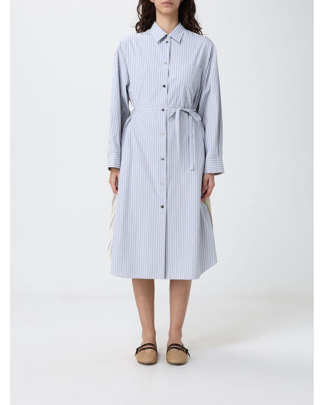 Paul Smith Blue Striped Cotton Blend Shirtdress