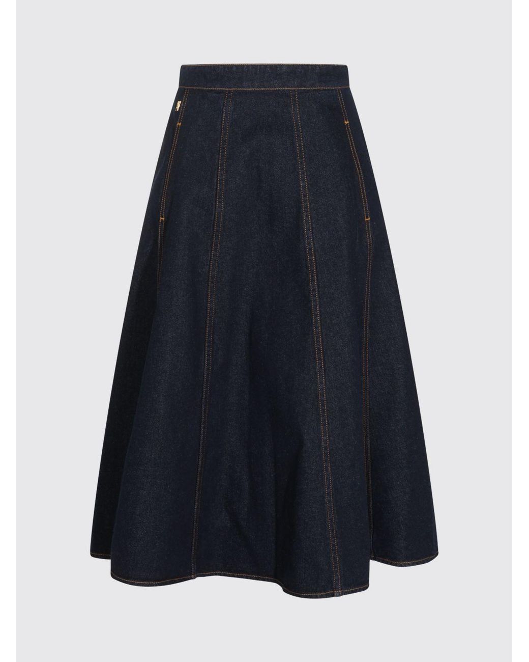 Alberta Ferretti Blue High-Waisted A-Line Midi Skirt