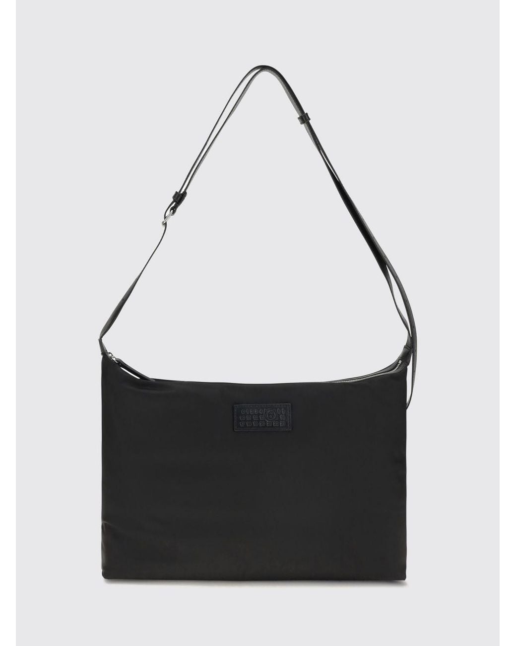 MM6 by Maison Margiela Black Nylon Shoulder Bag With Numeric Logo And Zip for men