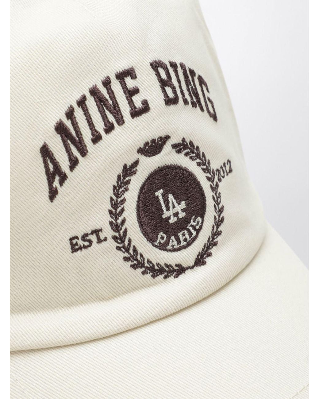 Anine Bing White Cotton Baseball Cap With Embroidered Crest