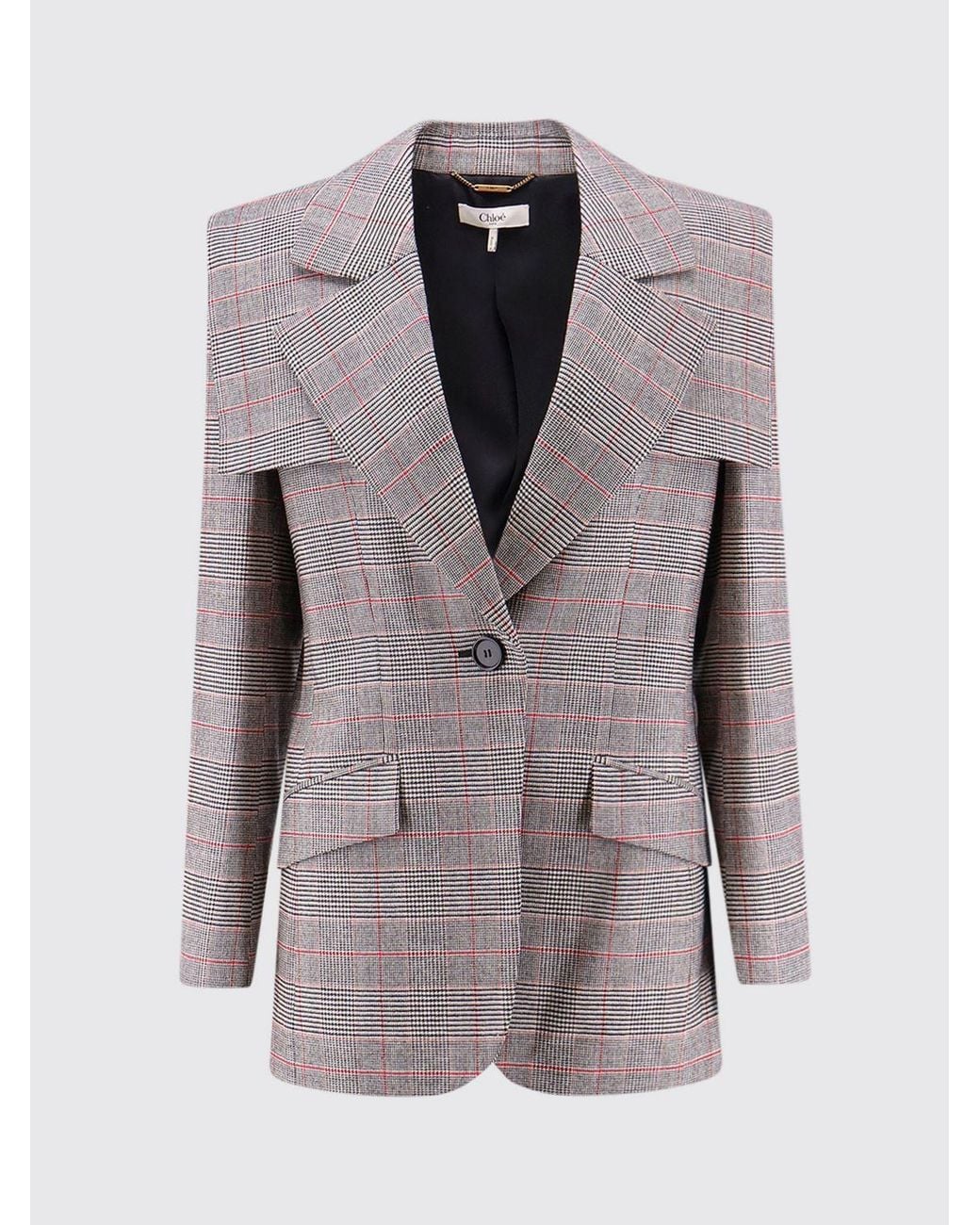 Chloé Brown Chlo&Eacute Cropped Single-Breasted Tartan Blazer