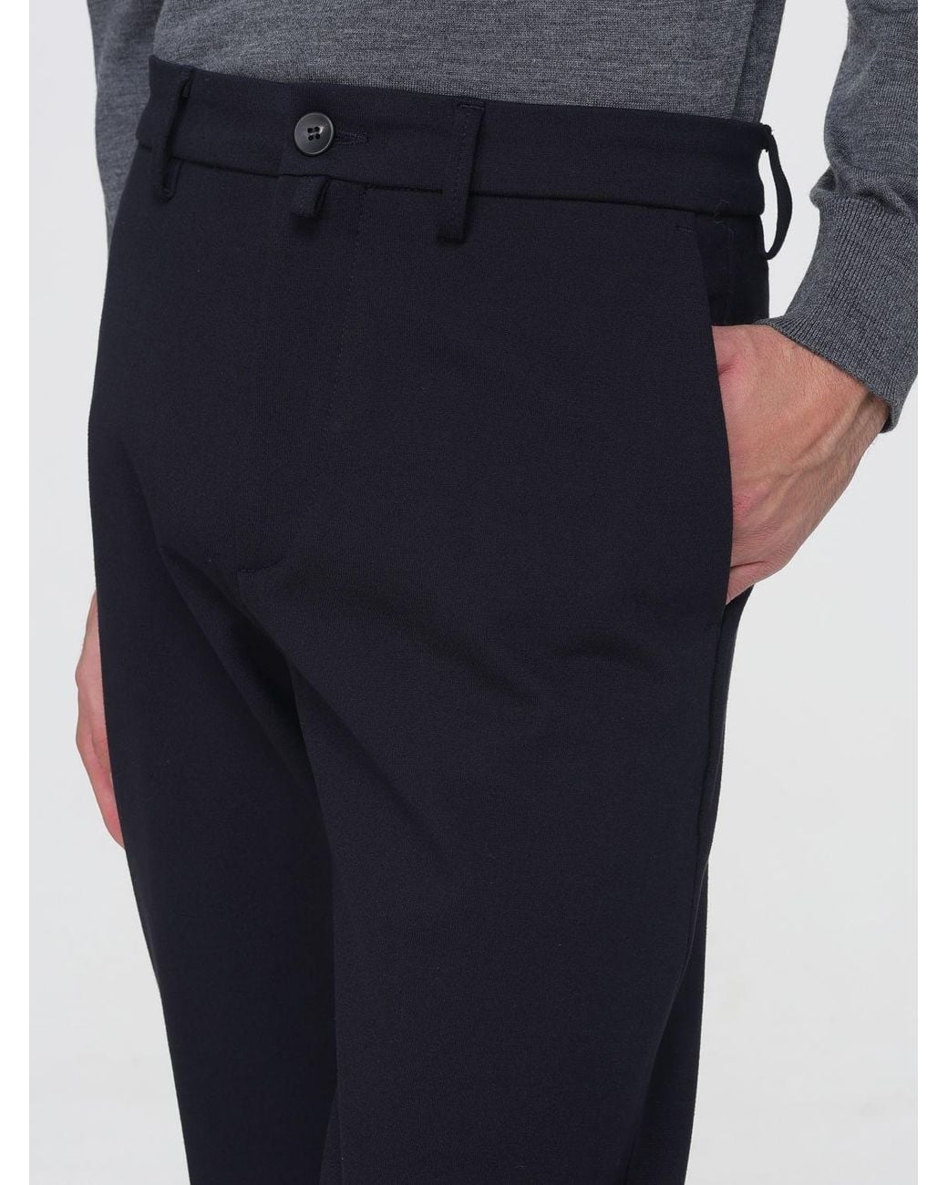 Siviglia Blue Mid-Rise Slim Fit Technical Jersey Trousers With Pockets for men