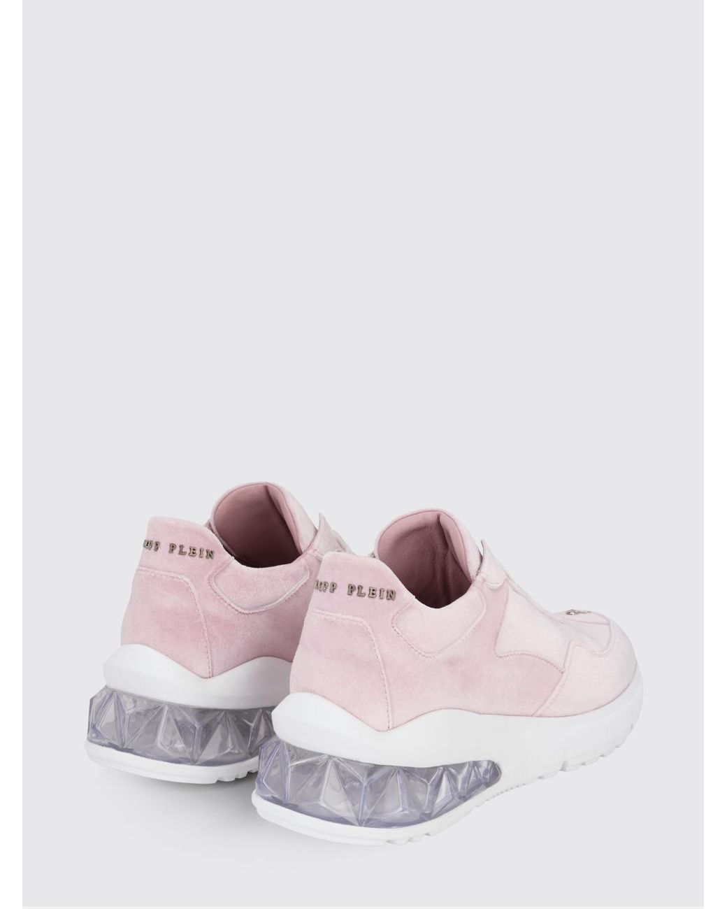 Philipp Plein Pink Low-Top Leather And Suede Trainers With Contrasting Rear Logo