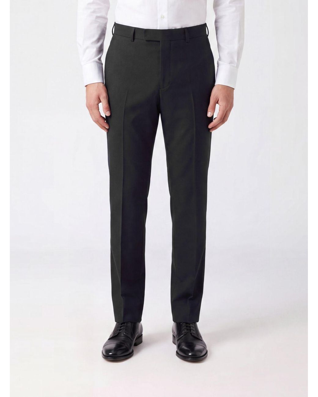 Tom Ford Blue Slim Fit Tailored Wool Trousers With Off-Center Closure for men