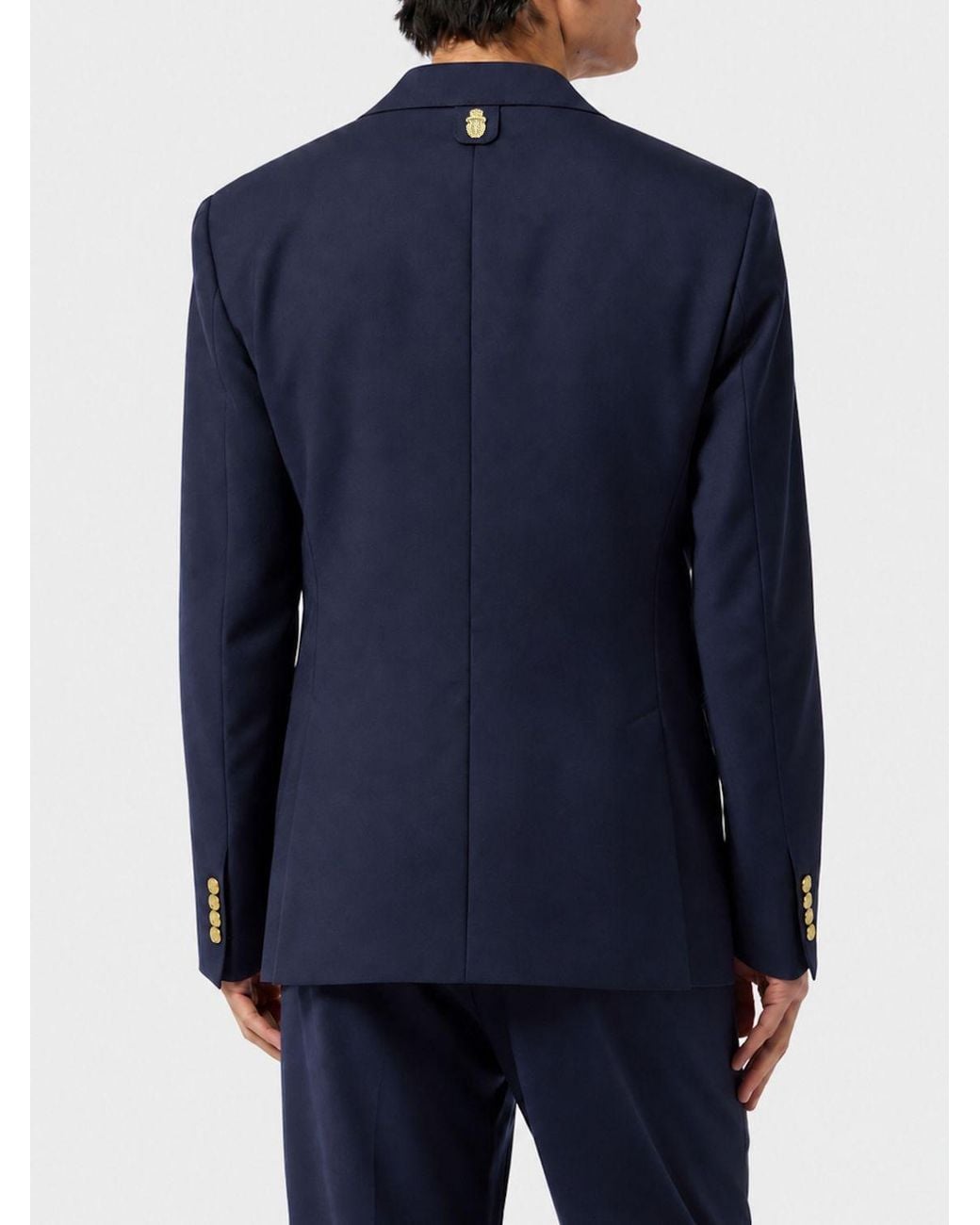 Billionaire Blue Single-Breasted Blazer With Lapels And Embroidered Crest for men