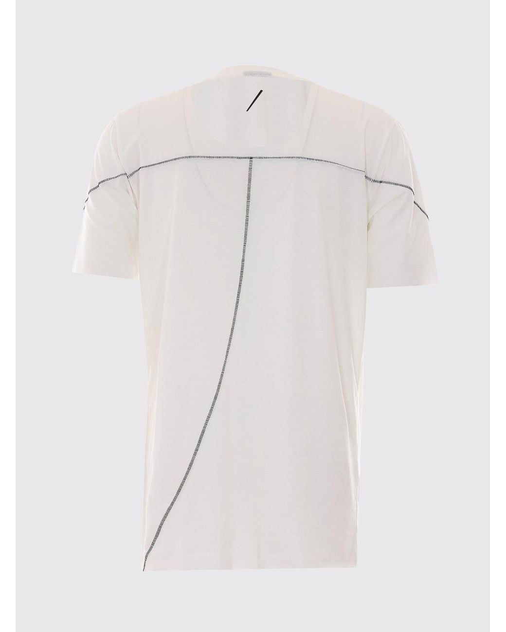 Thom Krom White Longline Cotton Crewneck T-Shirt With Contrast Logo for men